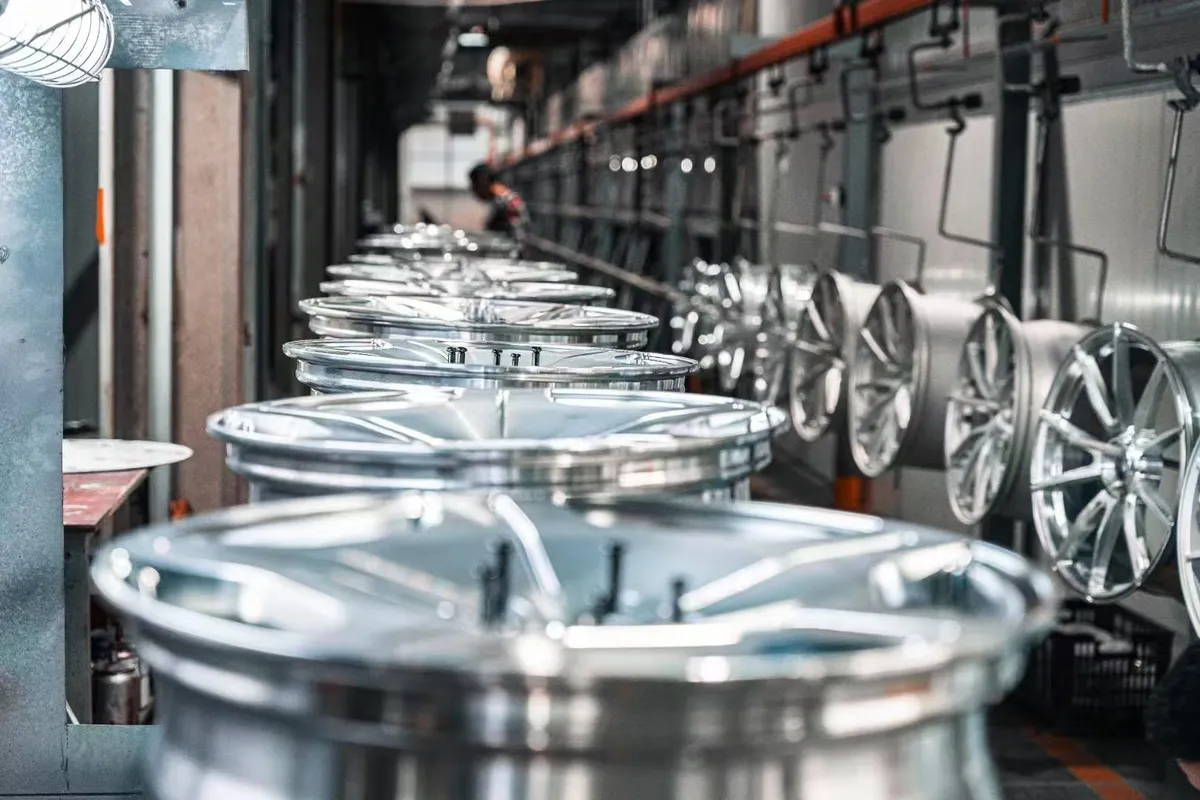 CNC machining process for alloy wheels at partner facility